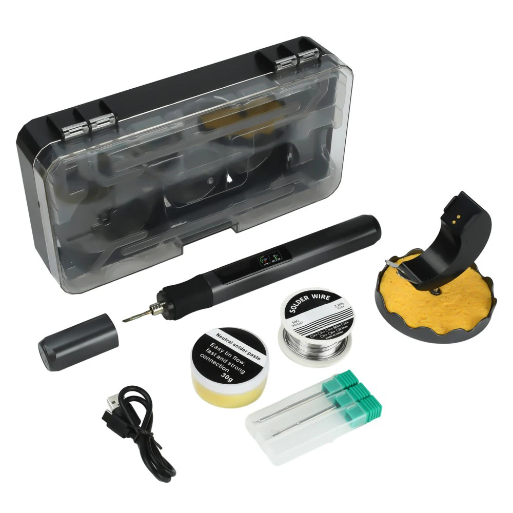 Wireless Soldering Iron with Dual Charging Base & Type-C 1900mAh 180-480 Celsius Temperature Control LED Display Soldering Iron