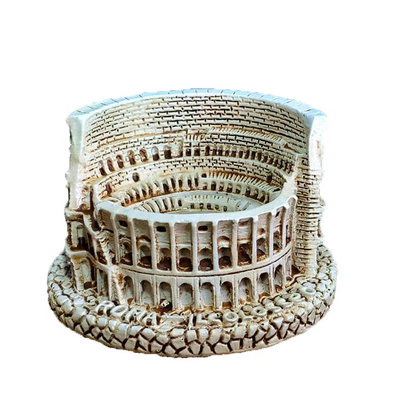 Resin Roman Colosseum Mini Size Figurine Sculpture Ancient Architecture Home Decoration Ornament Vintage Art Gift