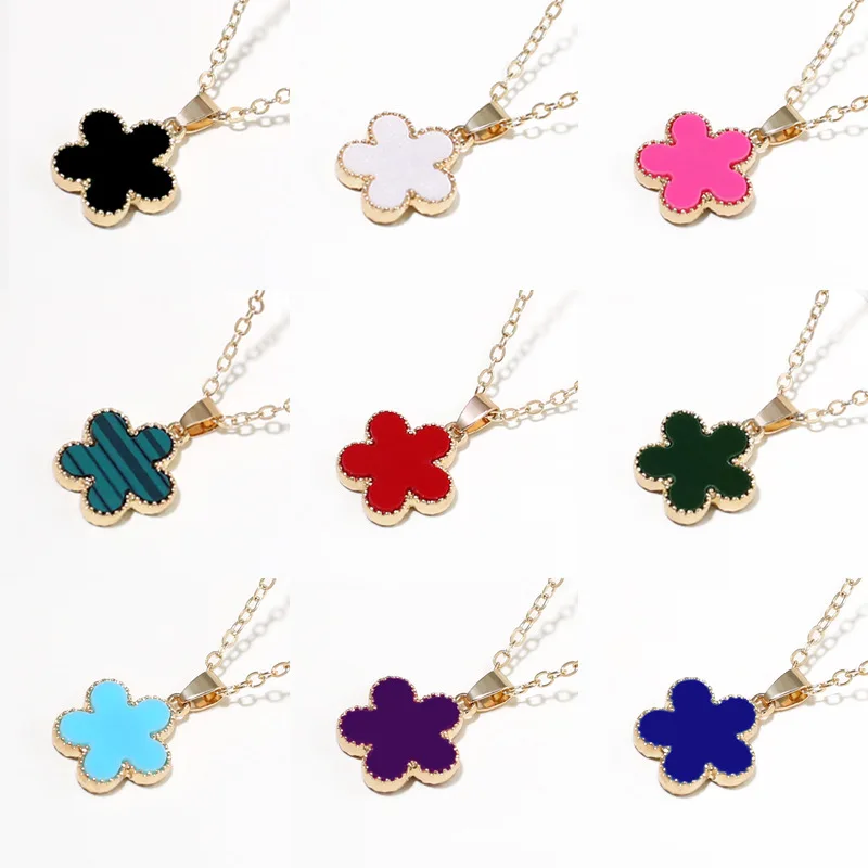 Elegant Flower Petal Necklace Five Leaf Clover Necklace For Women Good Luck Neck Jewelry Ornament