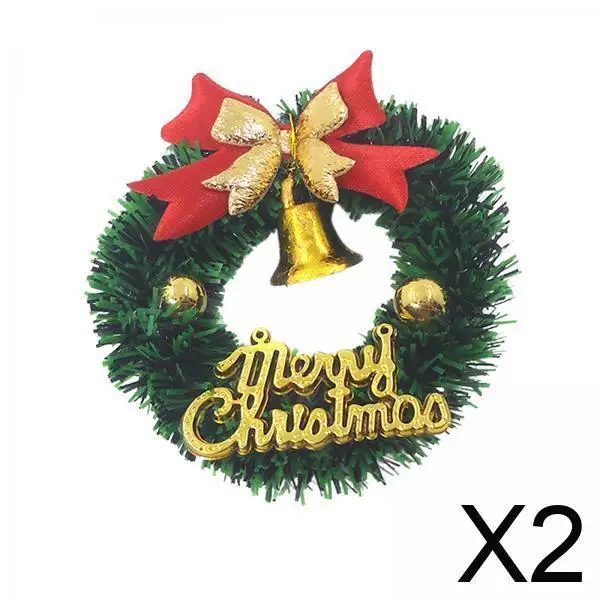 

2x Christmas Wreath Pretend Toy Props Ornaments Miniature for Dollhouse Doll Life