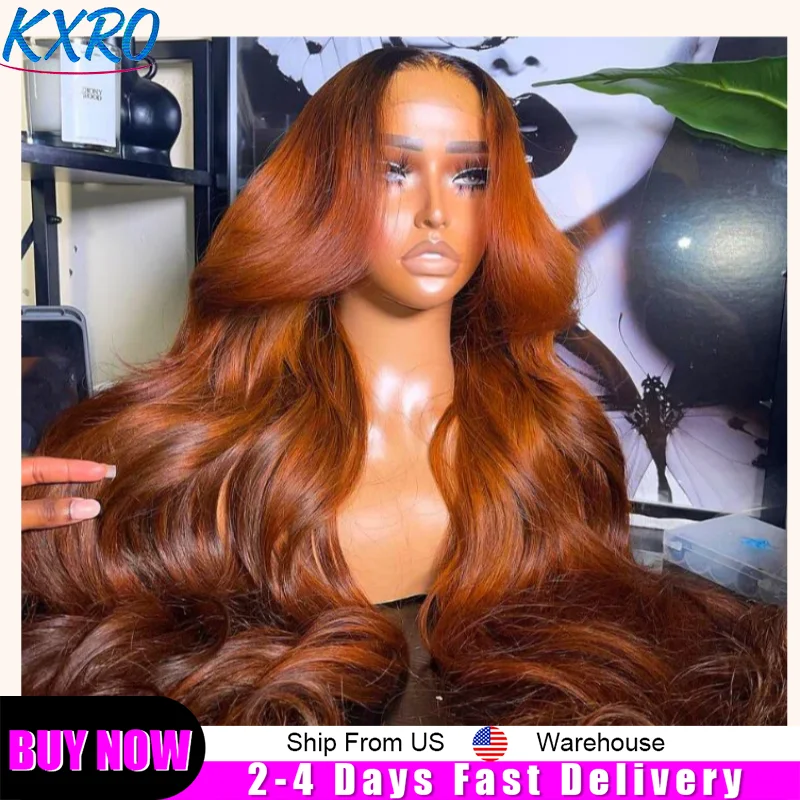 

#350 Orange Ginger Body Wave 13x4 HD Transparent Lace Front Remy Brazilian Human Hair Wig Pre Plucked 200 250 Density Highlight Wig Colored Body Wave 13x4 Lace Frontal Wigs for Women ready to wear On Clearance Sale Pre Plucked Wig Party work daily life