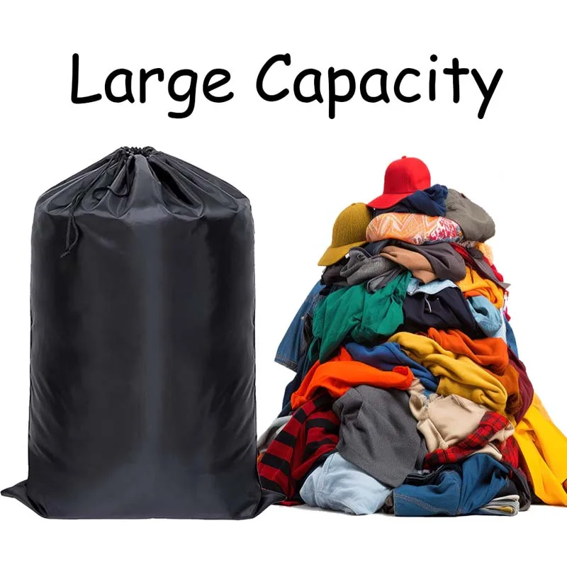 

1Pcs High capacity Black Laundry Bag Foldable Travel Camping Clothing Storage Bags Waterproof Heavy Duty Backpack Men Duffle Bag