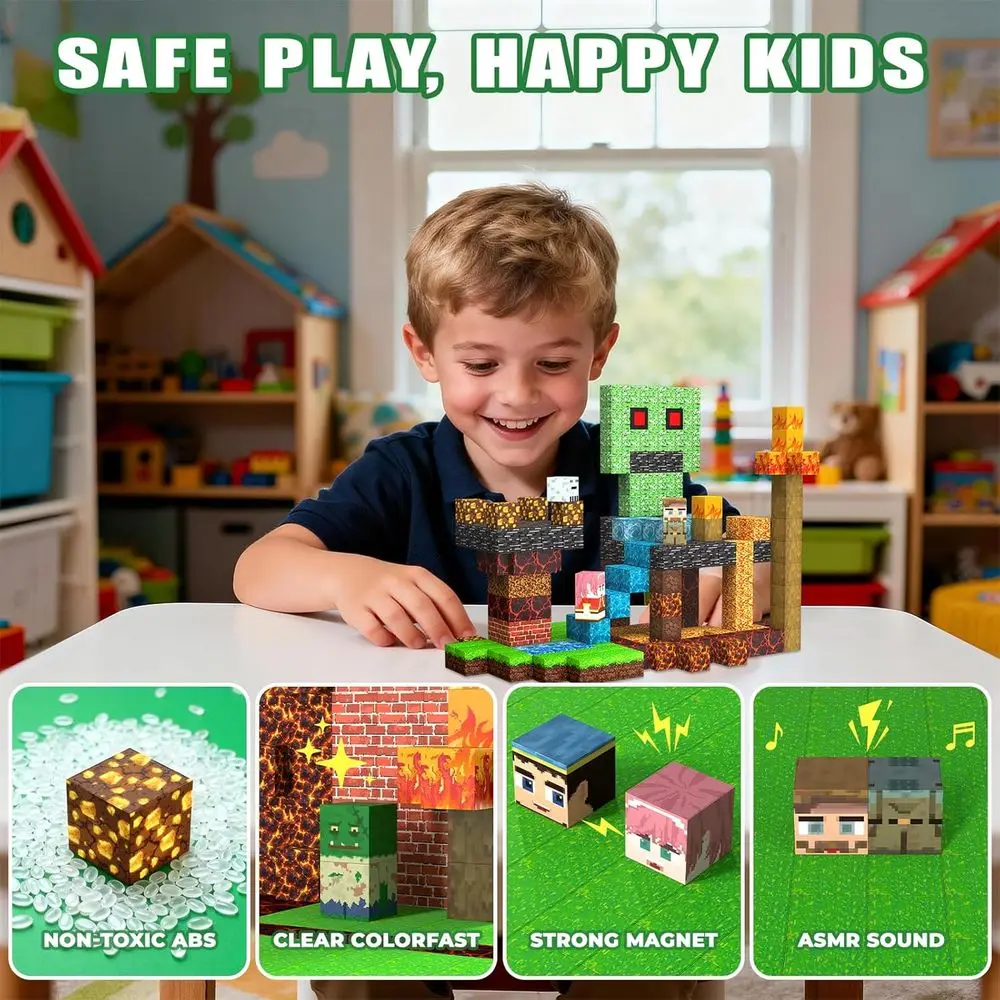 Ensemble de blocs de construction magnétiques 100 pièces pour enfants, cubes empilables éducatifs pour les âges de 3 à 12 ans, cadeau d'anniversaire ou de fête parfait