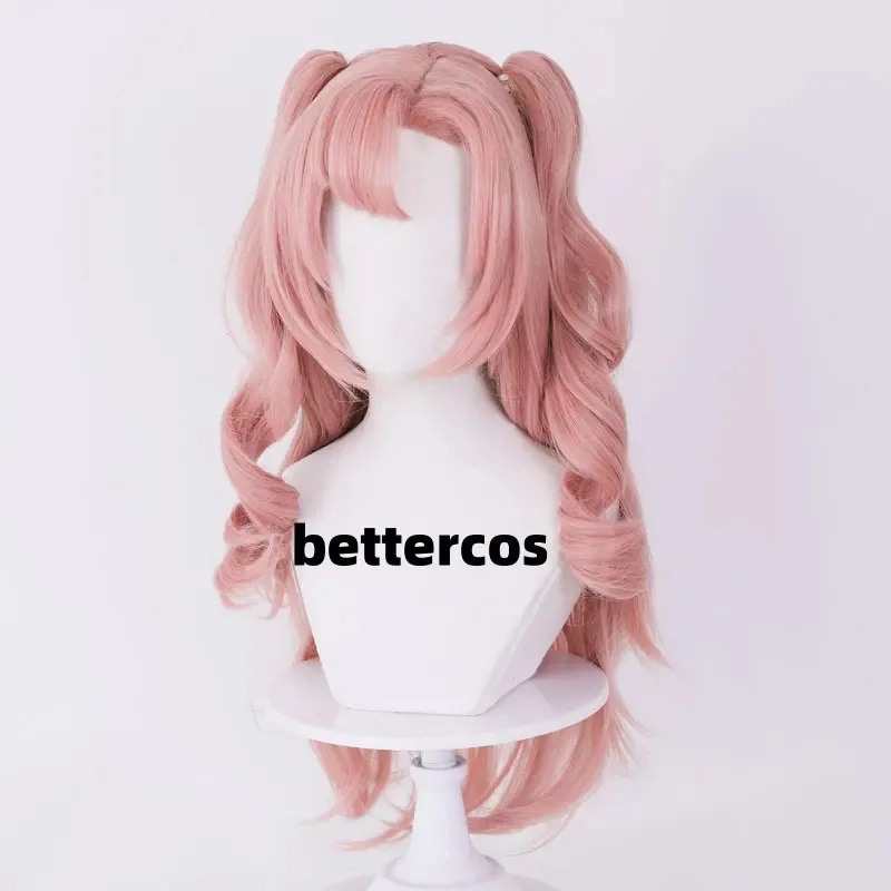 نيكول ديمارا كوسبلاي لعبة Zenless Zone Zero طويل وردي تجعيد الشعر مقاومة للحرارة شعر مستعار لحفلات الهالوين + غطاء شعر مستعار