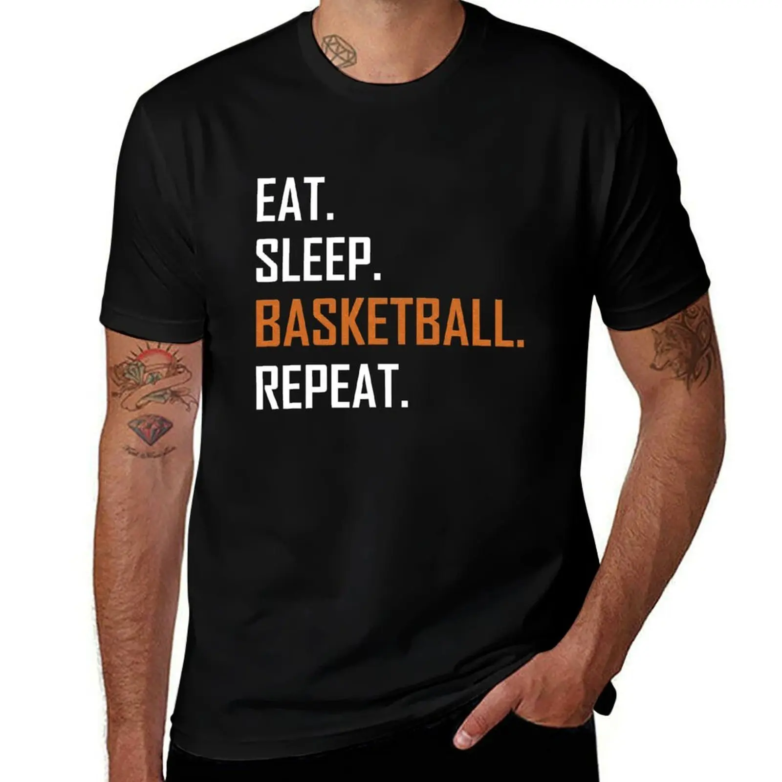 Eat Sleep Basketball Repeat Sports T-Shirt Street Style Casual Tee Shirt