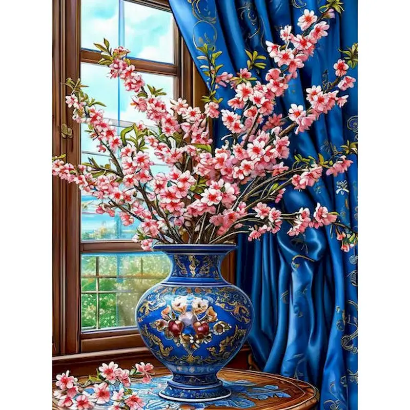 CHENISTORY Peinture Acrylique par Numéros Bouquet de Fleurs sur Toile, Art Peint à la Main à l'Huile, Kit de Coloriage par Numéros, Décoration Murale pour H
