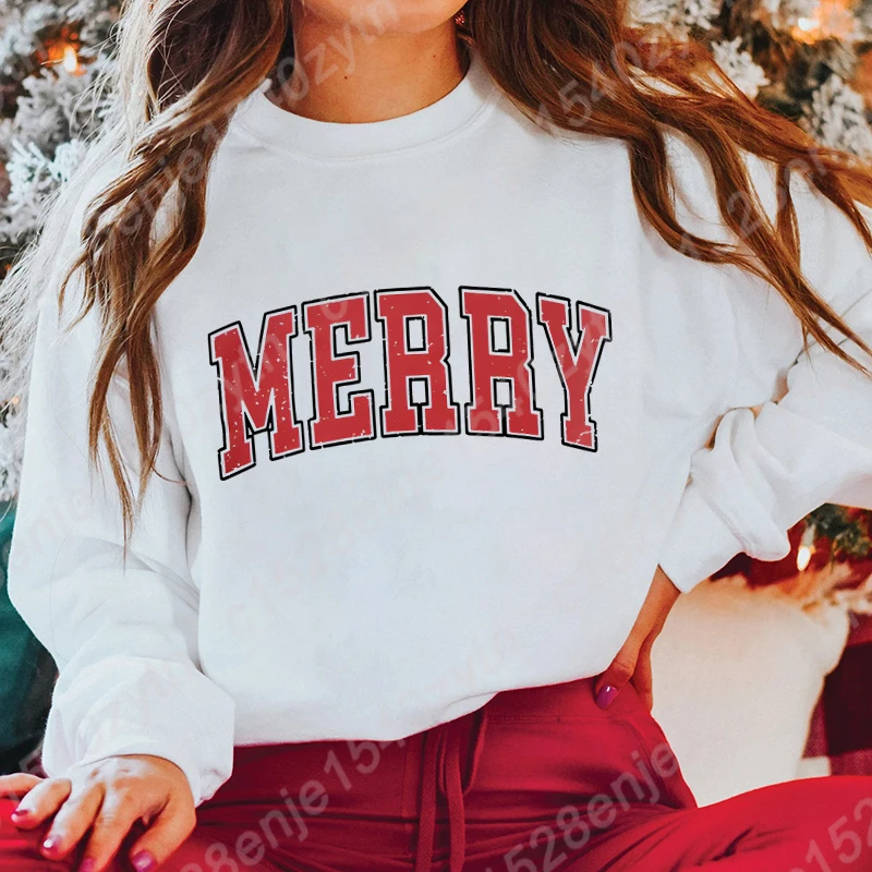 

Women Christmas Sweatshirt Trendy Merry Pullover Xmas Crewneck Long Sleeve Sweatshirts Tops Winter Outfit