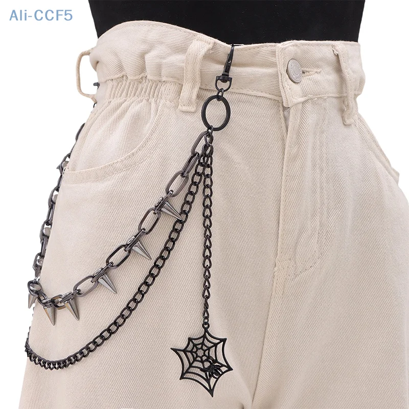 موضة تنوعا الشرير السراويل المعدنية سلسلة الهيب هوب العنكبوت ويب قلادة الجينز سلسلة متعدد الطبقات السراويل الديكور الخصر سلاسل الهدايا