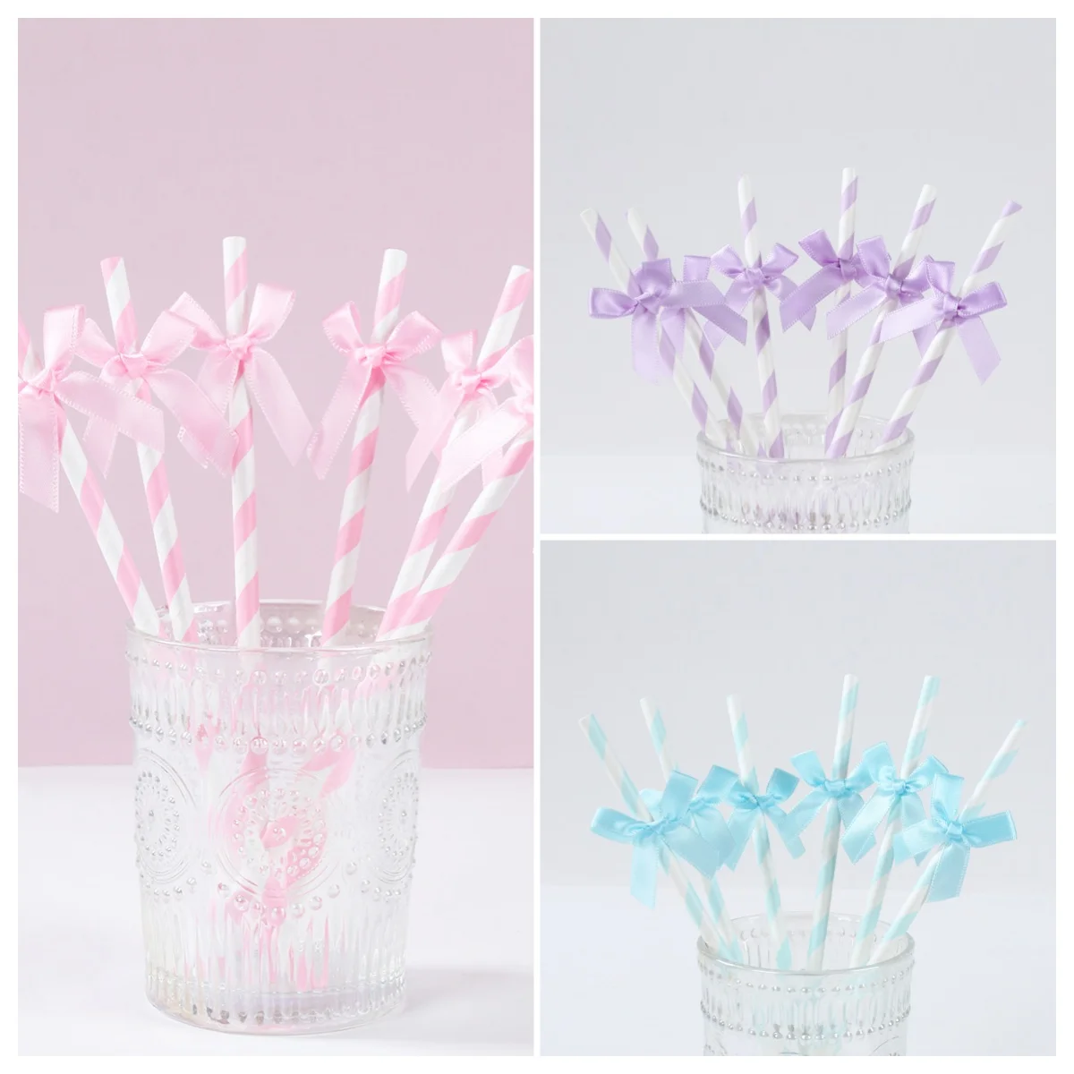 16 قطعة نمط القوس الوردي الأزرق شفاطات للشرب حفل زفاف وعيد ميلاد الديكور الاطفال بنين بنات استحمام الطفل ديكور لوازم الهدايا