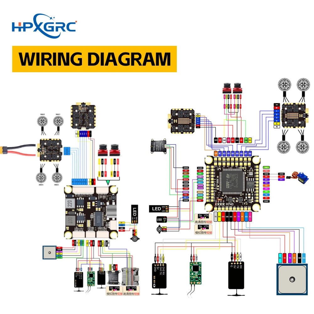 HPXGRC H743 Flight Controller Dual ICM42688P Barometer 16MB Black Box Support BetaFlight Ardupilot FC 30.5*30.5mm for RC FPV Fre