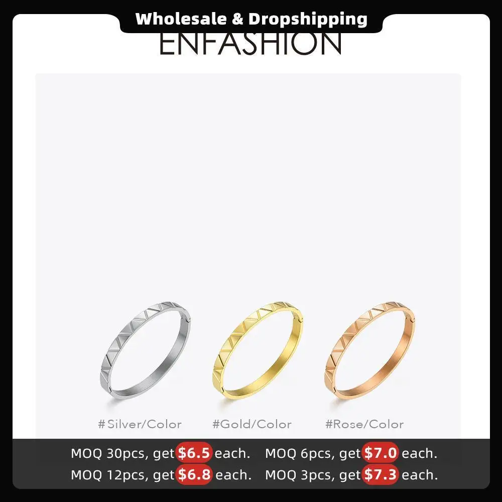 ENFASHION Stainless Steel Cuff Bracelets Bangles For Women Gold Color Simple Punk Viking Bracelet Fashion Jewelry 2020 BD192009