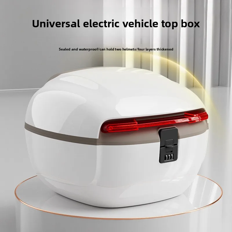 Motorcycle and Scooter Top Case Reinforced ABS PP Square Rear Storage Box for Electric Bicycle Commuting Shopping and Short