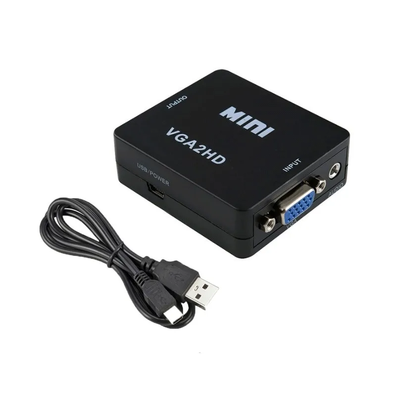 VGA to HD-compatible Adapter Converter VGA2HD Video Box Audio Adapter 1080P For Notebook PC HDTV Projector TV