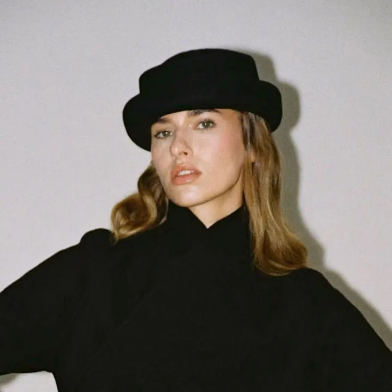 

TOMKHU New Wool Retro Fashion Women's Fedora Hat French Elegant Beret Designer Autumn And Winter Top Hat Runway Style