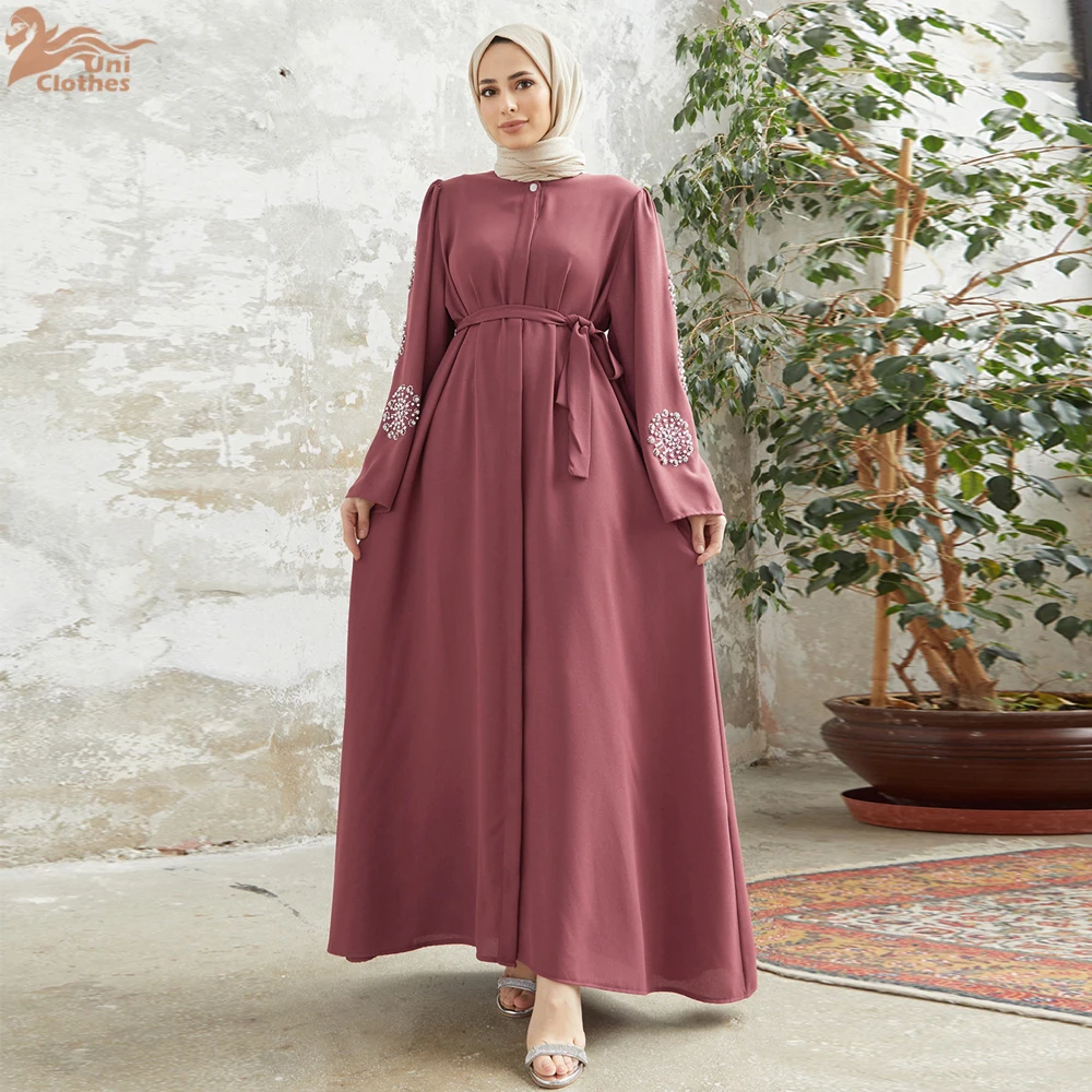 Ramadan Eid Beading Luxury Abaya Dubai Islam Muslim Kaftan Modest Dress Prayer Clothes For Women Kebaya Robe Musulmane Femme