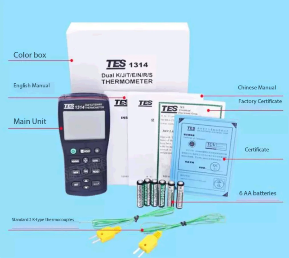 TES-1311A/1312/1313/1314/1315/1316 industrial type k thermocouple thermometer