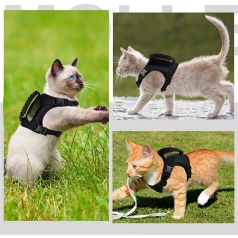 Tactical Kitten Chest Harness Vest Leash To Prevent Breakaway Adjustable Walking Small Puppies