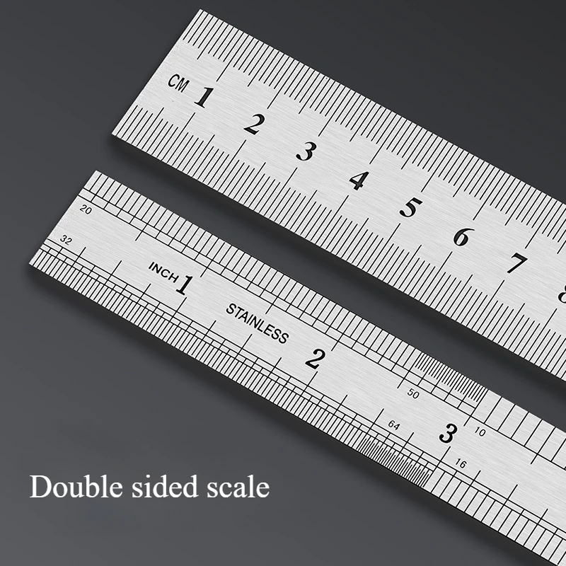 الفولاذ المقاوم للصدأ المعادن مسطرة مستقيمة الدقة مزدوجة الوجهين أداة قياس الدقة مقياس متري حاكم الملحقات 15-40 سنتيمتر