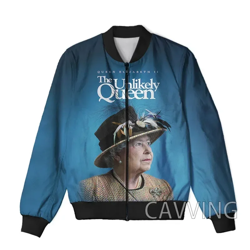 

CAVVING 3D Printed Queen Elizabeth II Zipper Bomber Jackets Men Overcoat Mens Coat Zip Up Jackets for Women/Men