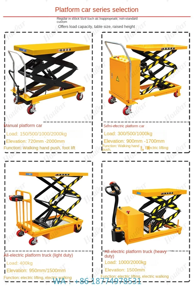 Bonsai idraulico a mano spinta piastra idraulica camion di sollevamento preferenziale 500 kg forbici piattaforma di sollevamento camion per prato mobile