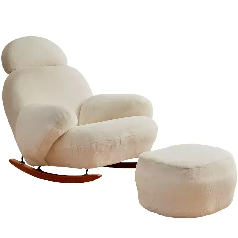 

Big white rocking chair cream wind household bedroom balcony living room single leisure lazy sofa recliner