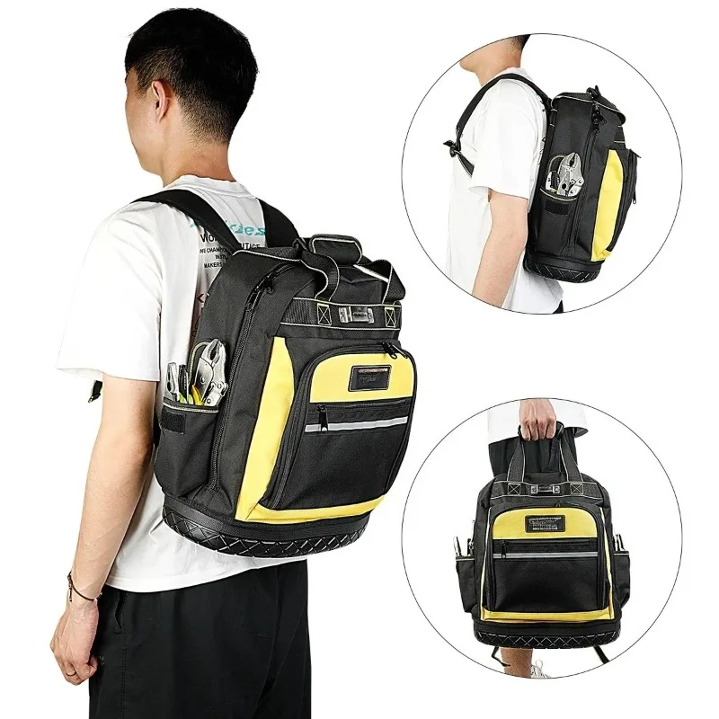 Waterproof Tool Backpack Tool Bag Rubber Base Heavy Duty Tool Organizer Electrician Plumber Maintenance Worker Portable Bag