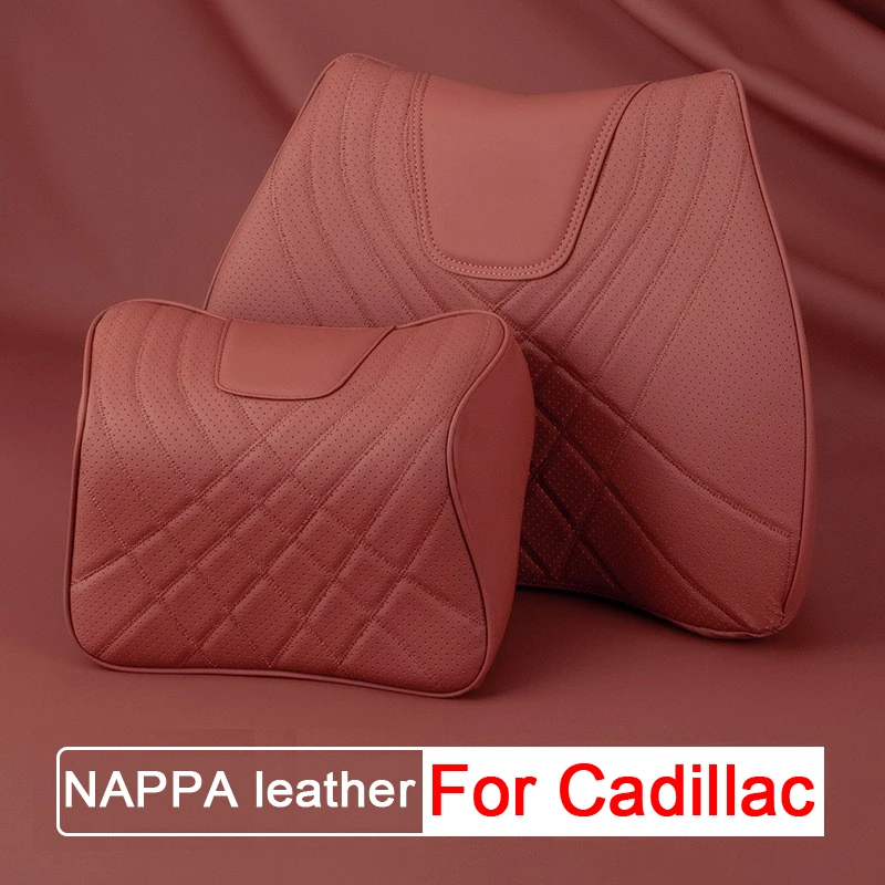 NAPPA Leather Car Headrest Seat Support Neck Pillow Waist Cushion Pillows For Cadillac CT5 XT5 XT4 XT6 ESV Escalade CTS XTS SRX