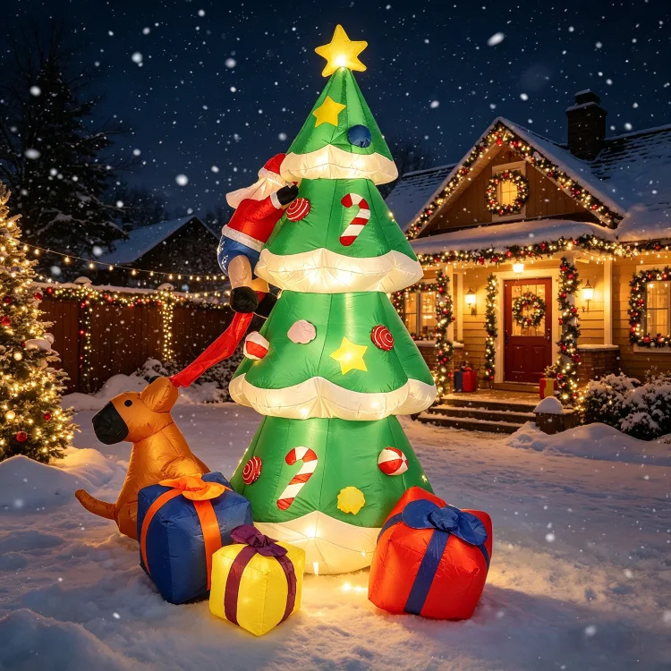 Santa Claus Christmas Tree Inflatable Ornament Home Atmosphere Decoration Outdoor Courtyard Decoration Gift
