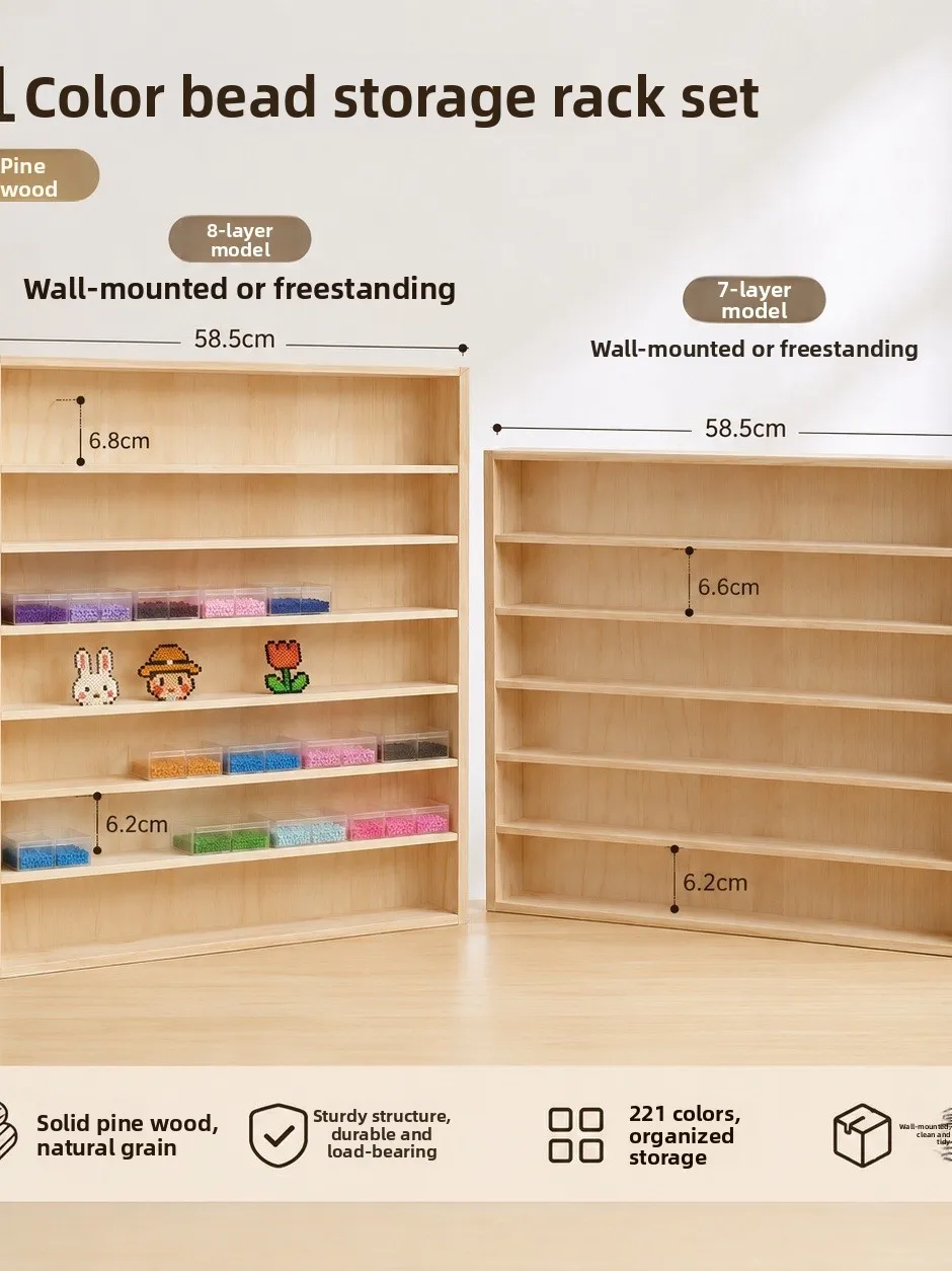 Large Capacity  Pine Bean Storage Rack Wall Mounted 7 Layers Wood Shelf Bean Storage Organizer Simple Style Rectangular ...