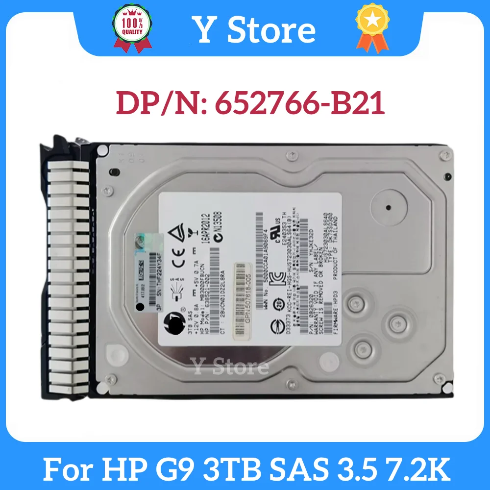 

Y Store For HP G9 652766-B21 653959-001 3TB SAS 3.5 7.2K Server Hard Disk SSD Fast Ship