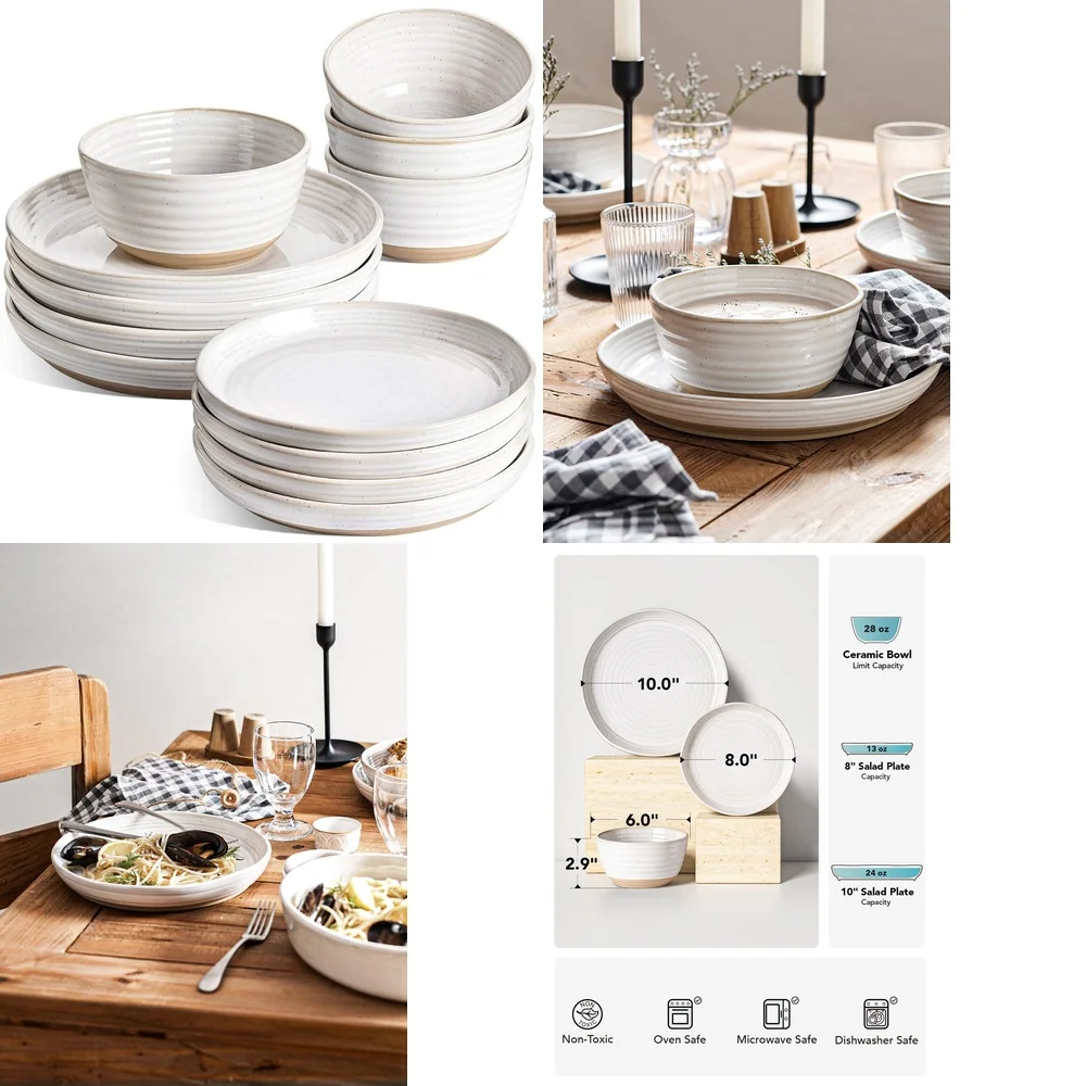 

Ceramic Tableware Set12 Piece Ceramic Dinnerware Set with Plates and Bowls Perfect for Home Dining and Gifts Ideal Housewarming
