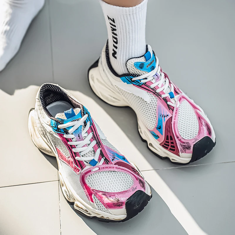 

Новая удобная повседневная спортивная обувь с толстой подошвой и дышащей сеткой, модная мужская обувь высокого качества, модная