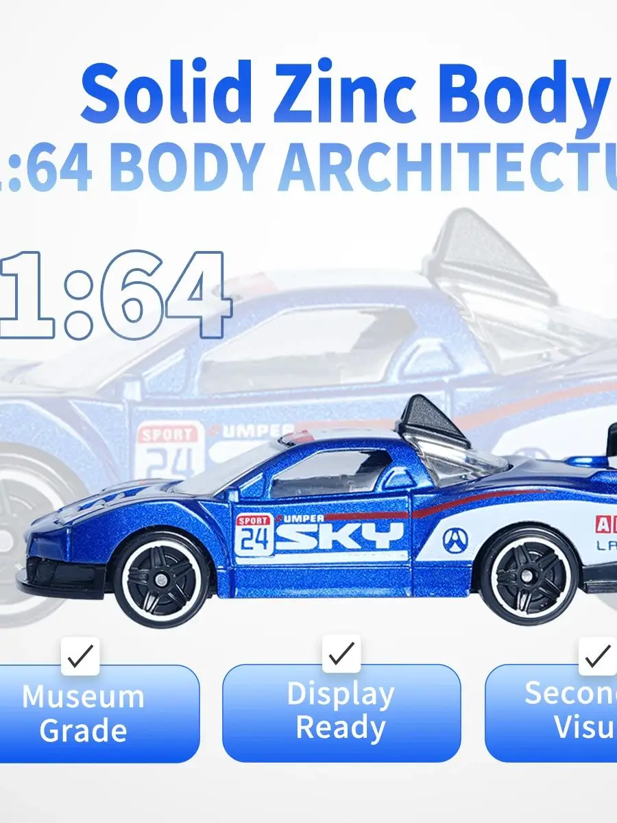 Modèle de voiture de sport en alliage bleu 1:64, peinture personnalisée, cadeau de Noël Halloween, jouet pour garçons/ornement de bureau/interact Parent-enfant/collection de fans de voiture/décoration