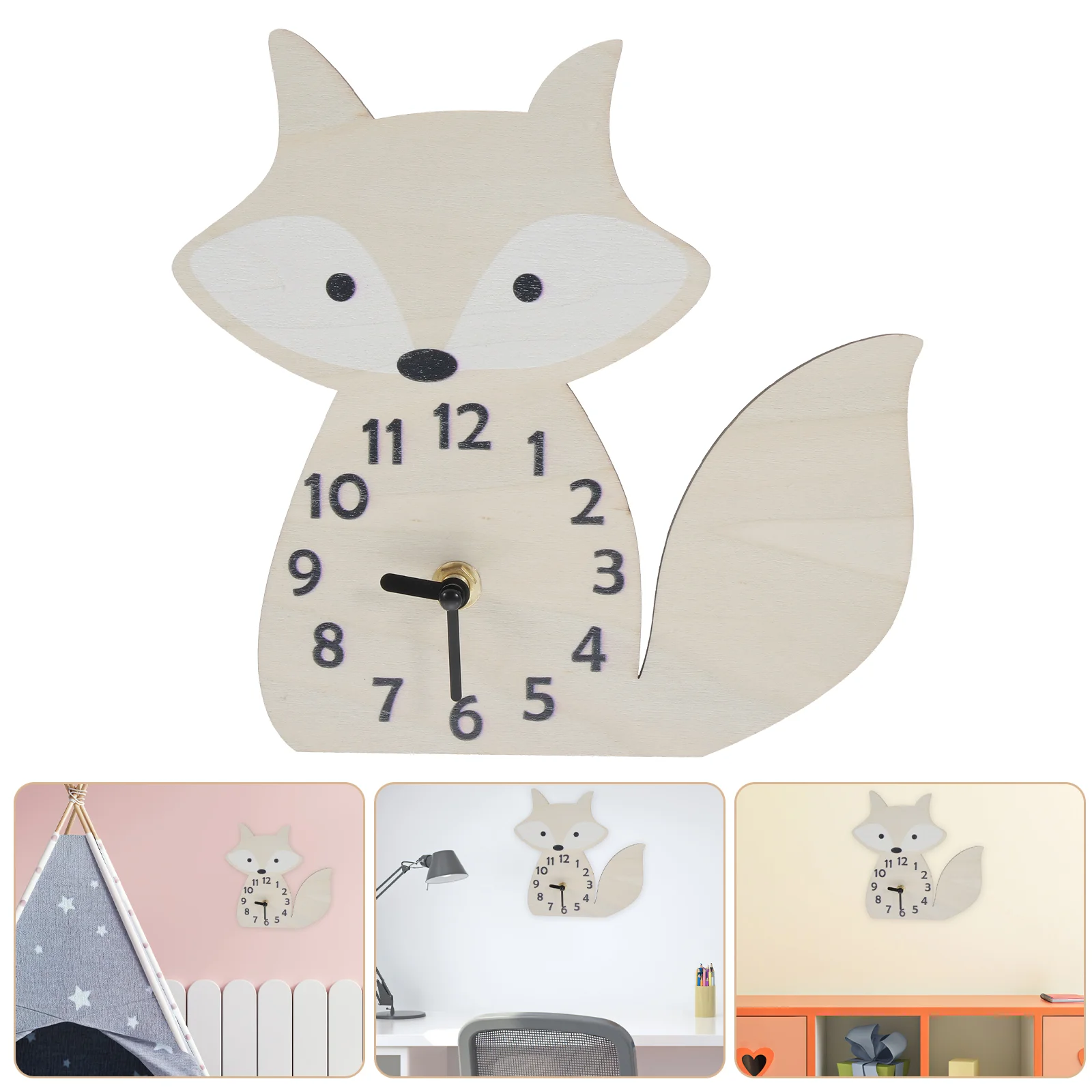 

Fox Clock Appearance Non Ticking Wall Wooden Non-fading Bedroom Decor Decorative Shaped