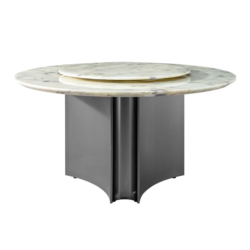 

Minimalist marble round dining table fine room furniture 150cm round stainless steel dining table chairs
