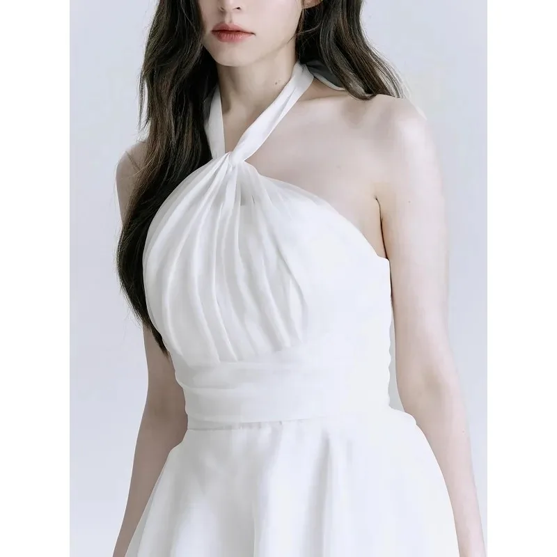 Элегантные свадебные платья с лямкой на шее, корейская фотосессия для женщин, трапециевидный корсет из органзы по индивидуальному заказу, вечерние платья для свадебной вечеринки