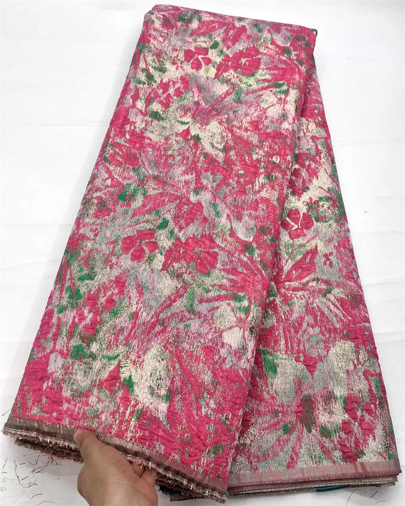 Ai الدانتيل الأفريقي الديباج الجاكار أقمشة الدانتيل 5 ياردة عالية الجودة الفرنسية مذهب الدانتيل للنساء فساتين حفلات الزفاف