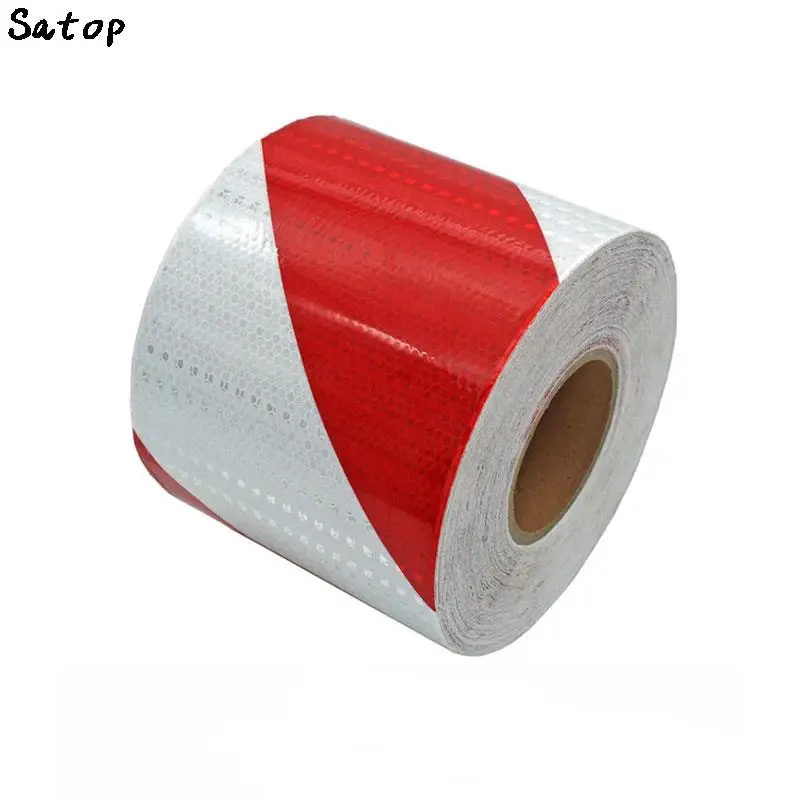 10Cm X 10M Auto Reflecterende Materiaal Tape Wit Rood Sticker Motorfiets Veiligheid Waarschuwing Tape Reflecterende Film Auto Sticker traffice Teken