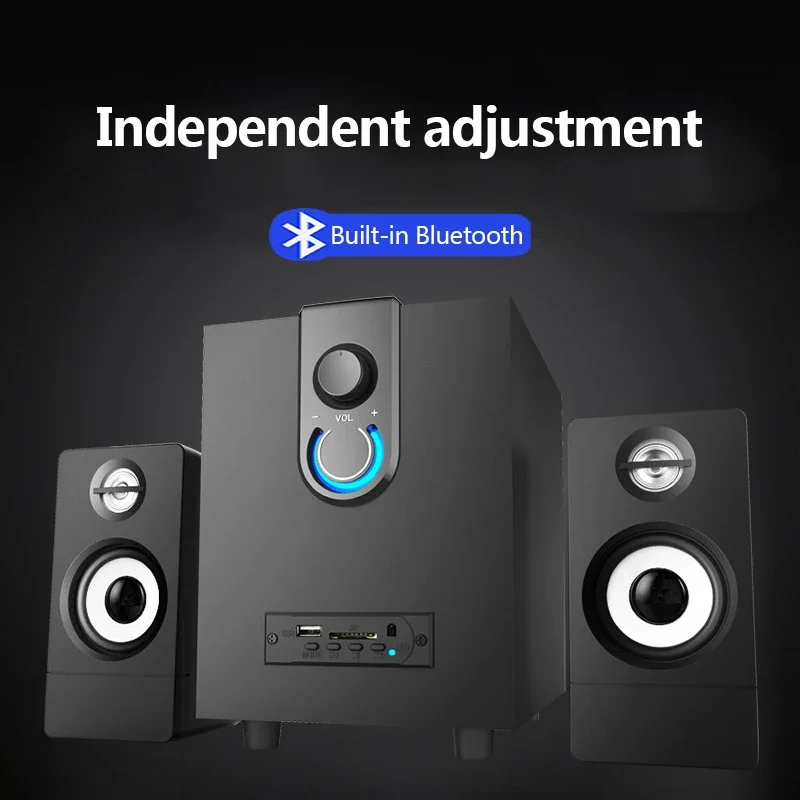

Wooden 2.1 Multimedia Active Bluetooth Speaker Home TV/Computer/Phone Speaker Supports SD Card/USB Disk/3.5 Audio Port subwoofer