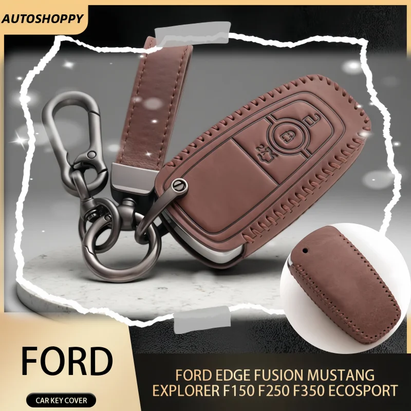 

3 4Button For Ford Fusion Mondeo Mustang Explorer Edge EcoSport for Lincoln Mondeo MKC MKZ MKX Leather Car Key Cover Key Case