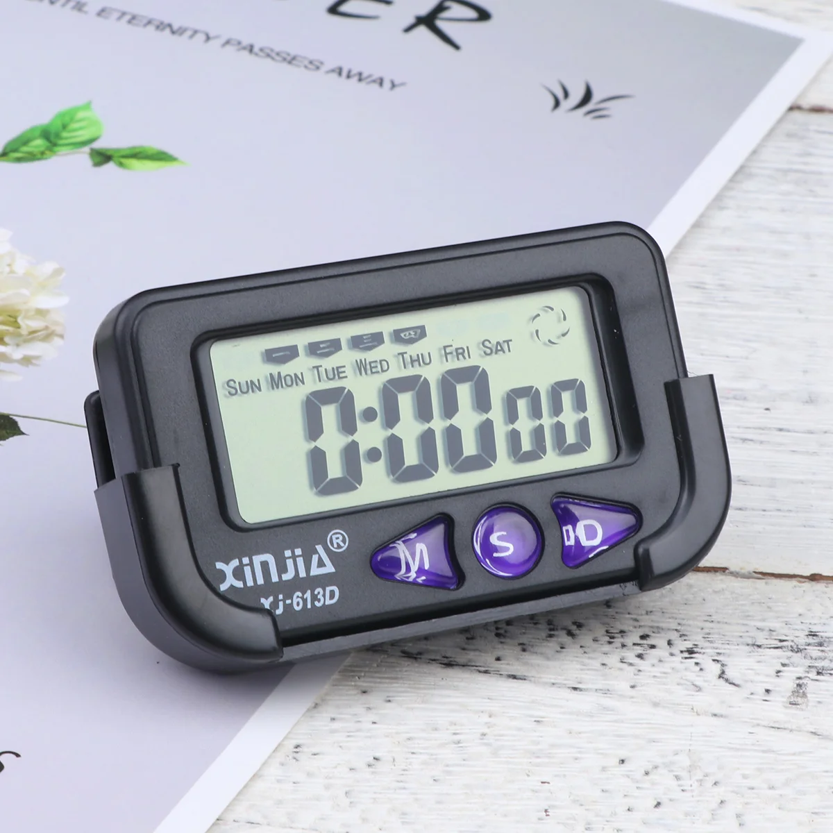 Car Electronic Digital Clock Second Chronograph with LCD Display Black (with 1 Button ) Car alarm clock