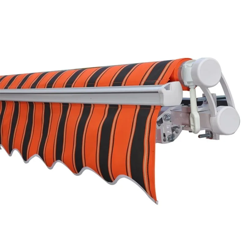 Patio Awning Retractable Sun Shade Awning Cover Outdoor Patio Canopy Deck Awnings with Manual Crank Handle