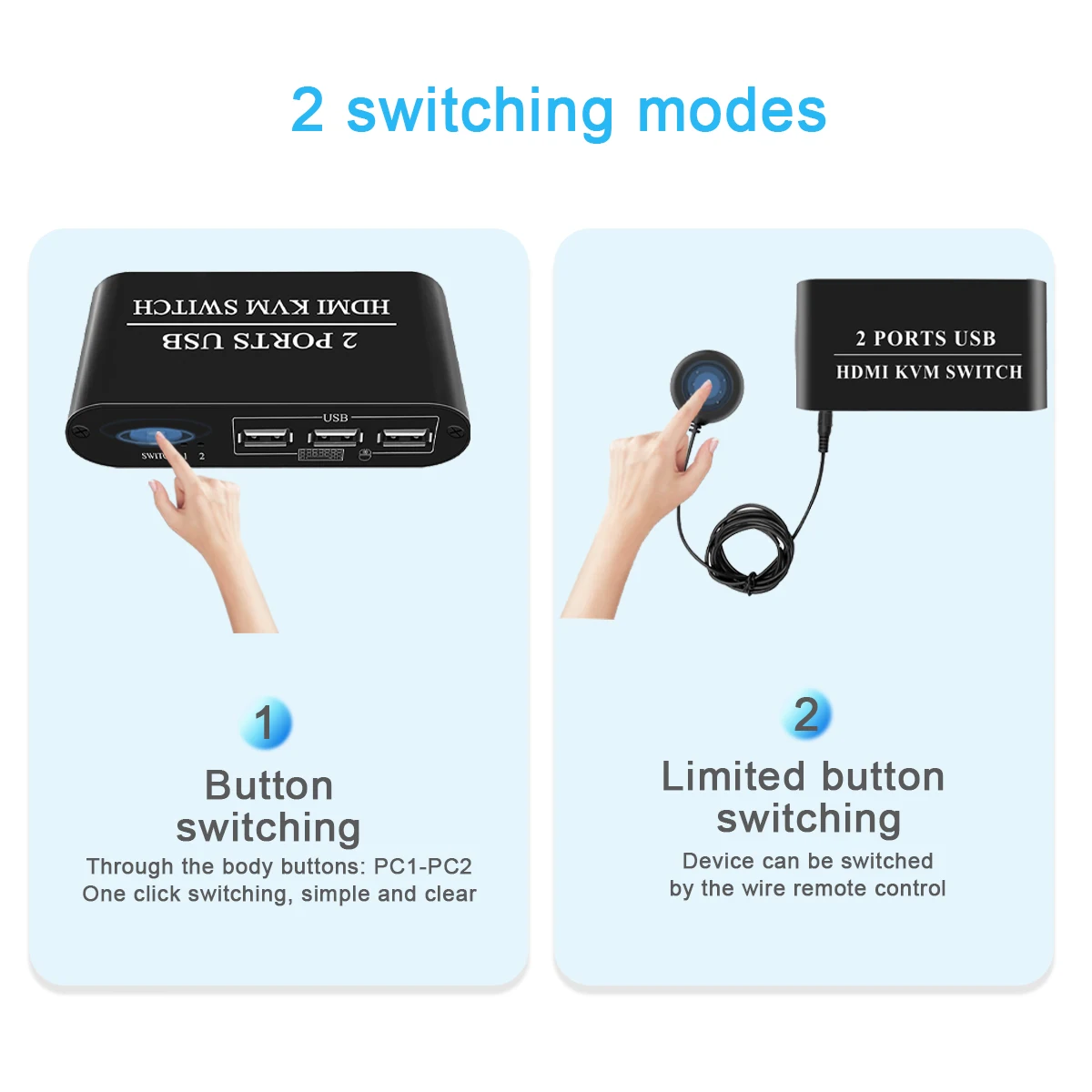 4K HDMI KVM Switch 2 In 1 Out HDMI-compatible/USB 2.0 KVM Switcher Box  For 2 Hosts Shared 1Monitor Keyboard Mouse Printer