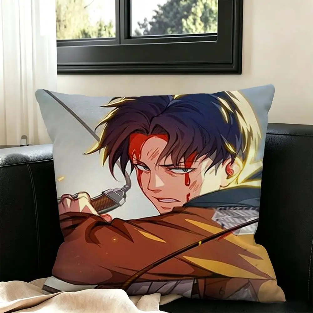Attack on Titan Levi Ackerman  Pillow Case Square Double-Sided Sofa Cushion Cover Bedroom Bedside Pillow