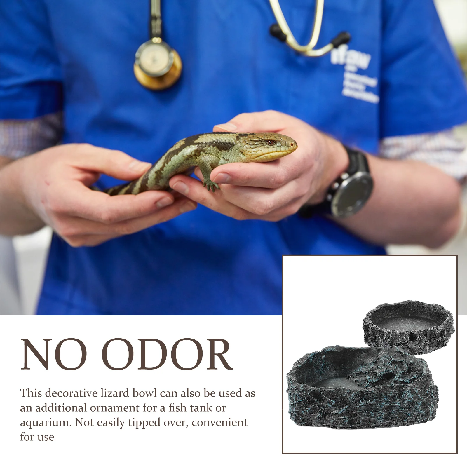 

2Pcs Convenient Reptile Bowl Resin Dish Smooth Surface Avoid Worms Escaping Pet Accessory Reptile Water Bowl Resin Water Dish