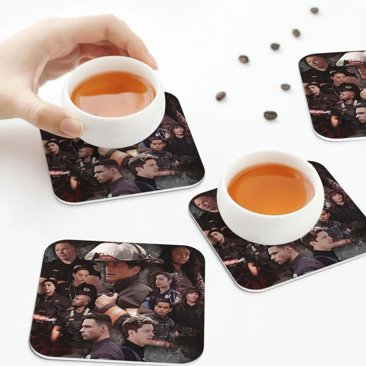 911 Lone Star - Cellula Coasters PVC Leather Placemats Non-slip Coffee Mats for Decor Home Kitchen Dining Pads Set of 6