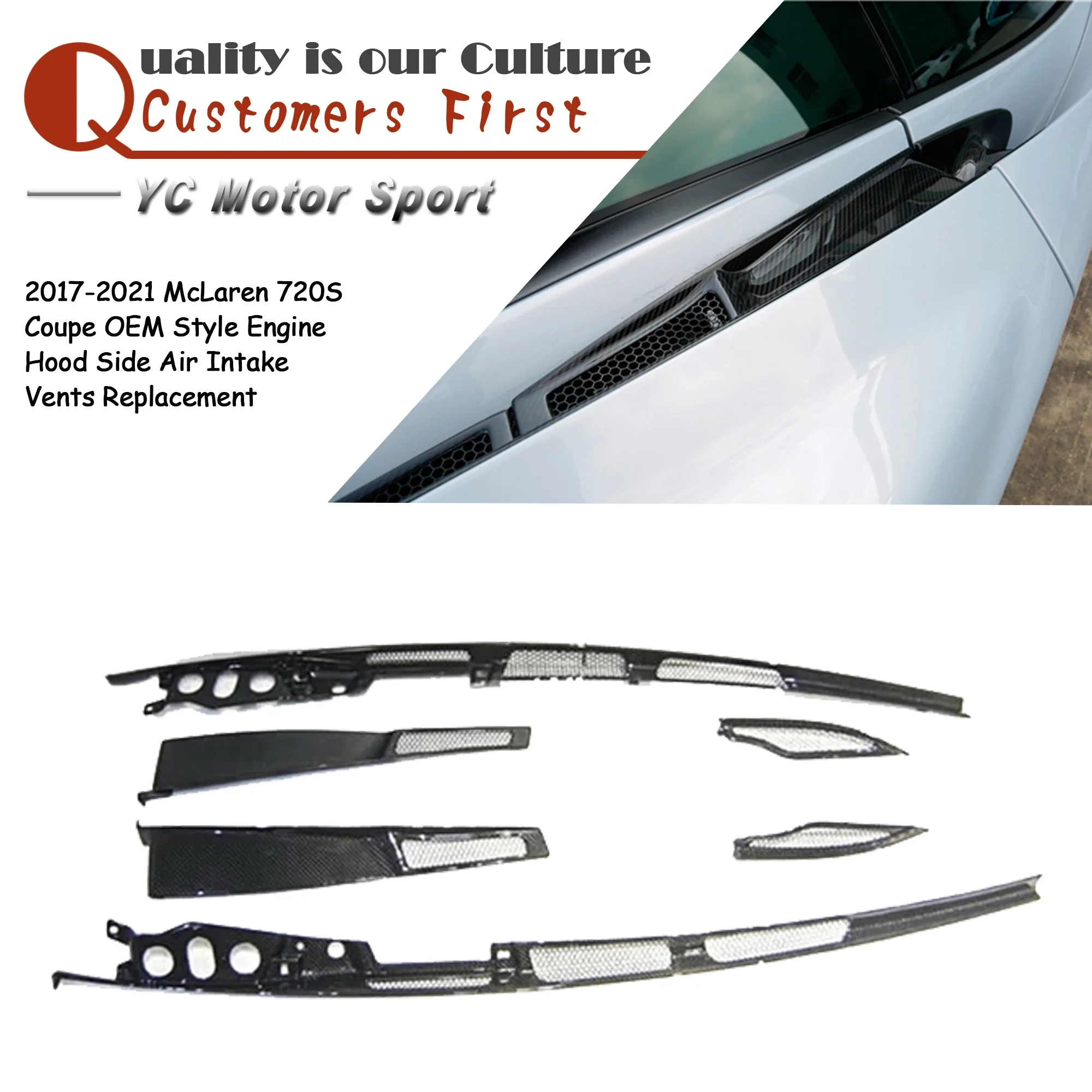 

Аксессуары для автомобилей: Вентиляционные отверстия для воздухозаборников на капоте из сухого карбона в стиле OEM, замена для McLaren 720S Coupe 2017-2021 гг.