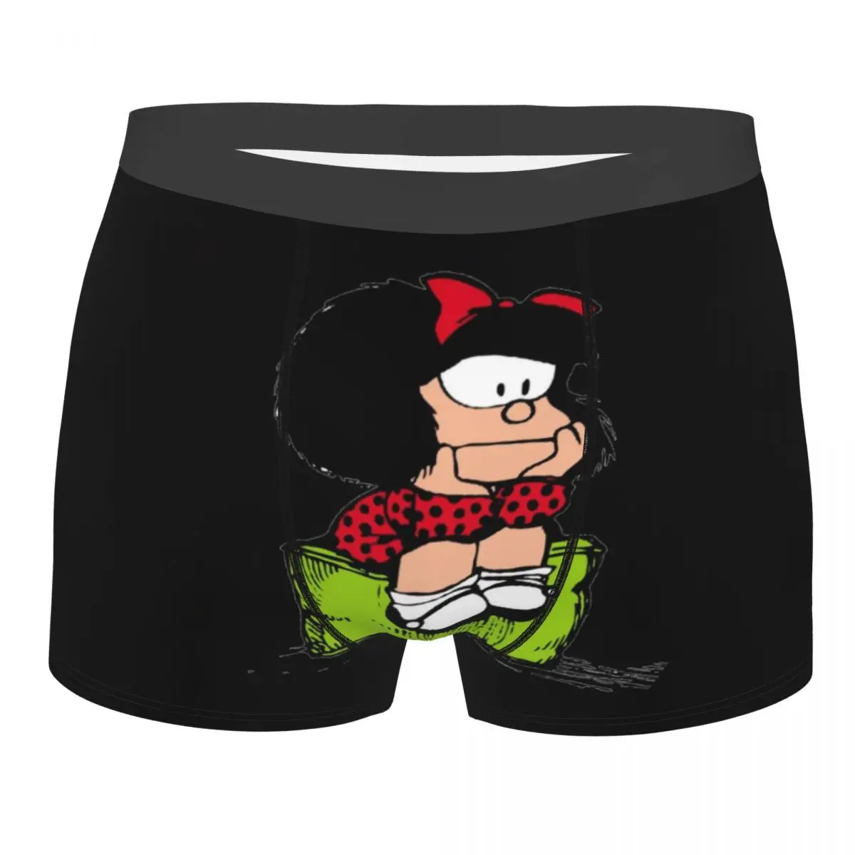 

Sexy Mafalda Thinking Boxers Shorts Underpants Male Stretch Quino Comic Cartoon Briefs Underwear