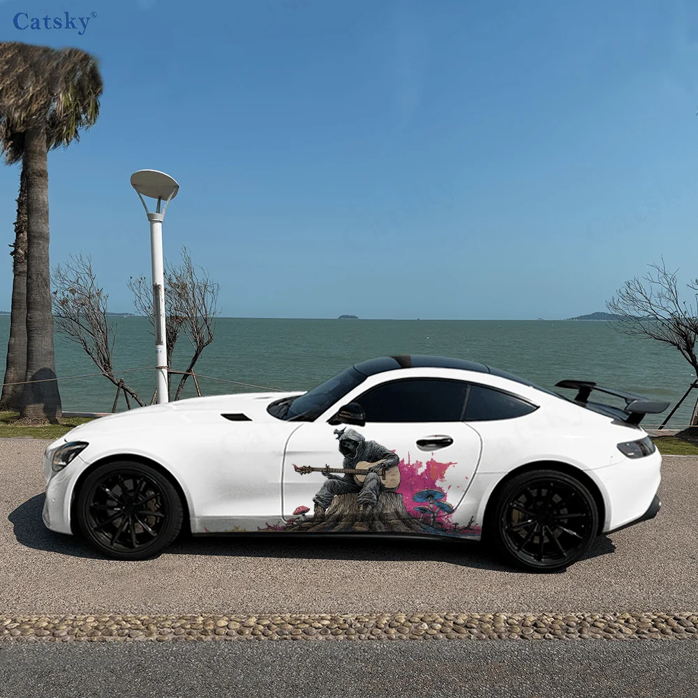 

Skeleton Guitar Colorful Car Side Sticker Decor, PVC Waterproof Scratch Resistant Decal, Car Protection, Auto Accessories Gift