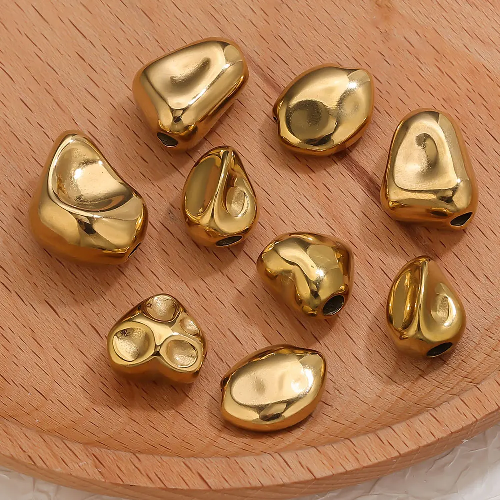 5pcs Stainless Steel Irregular Heart-shaped Baroque Style Charms Beads Suitable for Jewelry Making DIY Women Bracelets Necklaces image 5